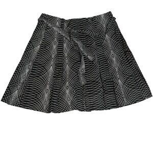 Chaus Pleated Mini Skirt Plus Size 18 Black and White Doodle Patterned Belted